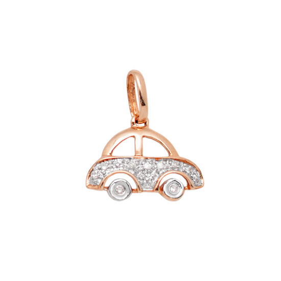 Diamond Car Charm 14K Rose Gold For Necklace