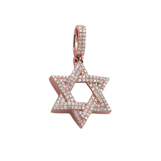 14K Rose Gold Diamond Star of David Pendant