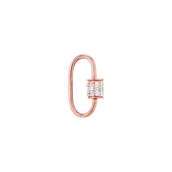 Diamond Carabiner Clasp With Screw Closure 14K Rose Gold