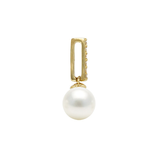 14K Gold Diamond Paperclip with Pearl Pendant