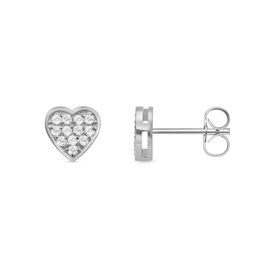 Layering & Stacking Heart-Shaped Diamond Stud Earrings 14K White Gold