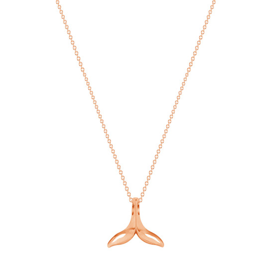 Whale Tail Pendant Necklace 14K Rose Gold