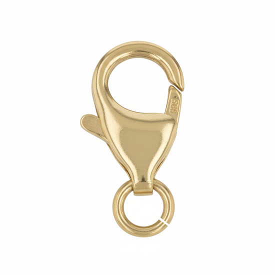 14K Yellow Gold Oval Trigger Lobster Clasp with Open Ring 14K Yellow Gold Oval Trigger Lobster Clasp with Open Ring