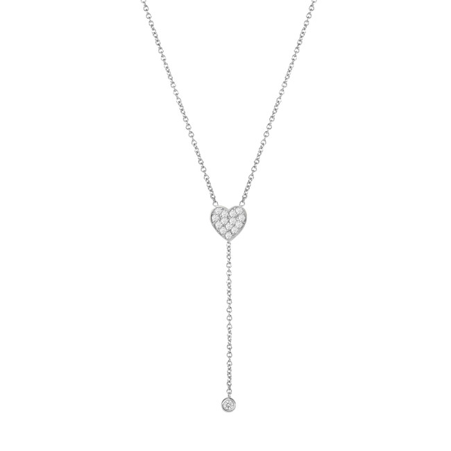 Diamond Heart Drop Bezel Necklace