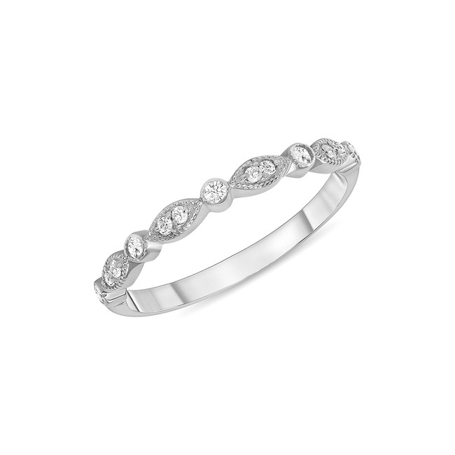 Marquise and Dot Diamond Engagement Band 14K White Gold