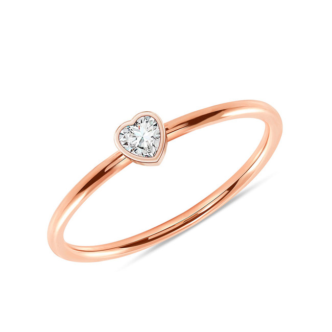 Heart Shaped Diamond Promise Ring 14K Rose Gold
