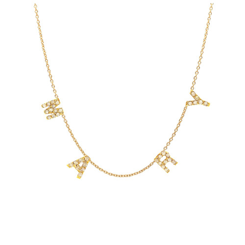 Mini Diamond Initial Spaced Necklace 14K Gold