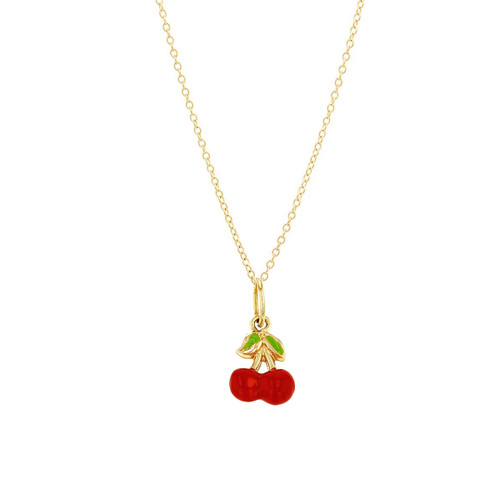 送料税込【AMY O】Cherry Charm Pendant 14K☆チャーム ♪国内発 14K Solid Gold Cherry Charm, Dainty Fruit Pendant, Enamel