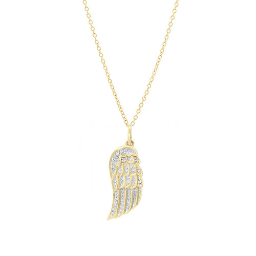Diamond Wing Pendant Necklace 14K Gold