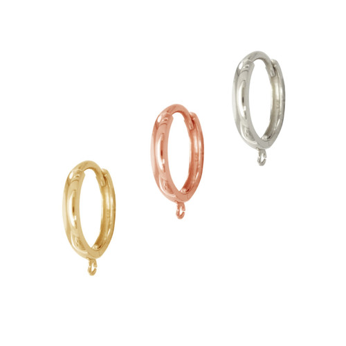 Plain Huggie Hoop Earrings With Open Ring 14K Gold