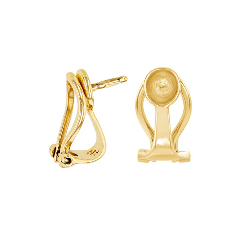 Gold Post Hoops – Large Omega Clip Earrings - Q Evon Fine Jewelry