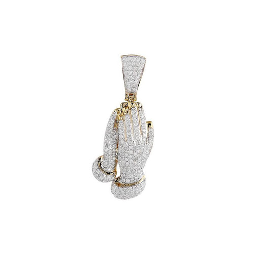 Diamond Religious Praying Hand Pendant 10K Gold
