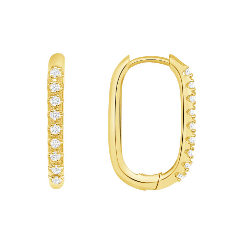 Diamond Small Paperclip Yellow Gold Hoop Earrings | Lee Jones