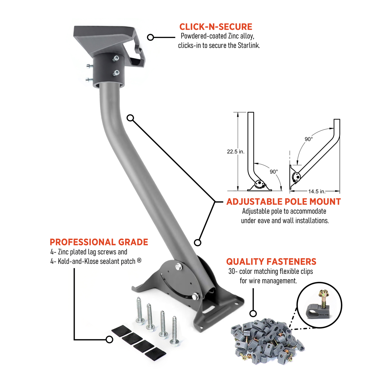 Starlink Standard 4 and 4X Roof and Wall Mount Kit