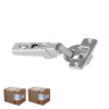 Blum 71M2550 hinges, steel/nickel, 100° opening, CLIP mechanism, 3D adjustment for 16-24mm doors. Box of 500, mounting plates not included.