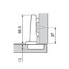 Top view illustration of an overlay hinge application
