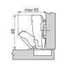 Dimensional diagram illustrating a Blum 170° overlay hinge application