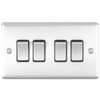Enhance 4 gang light switch in satin stainless steel