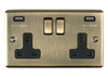 Enhance Decorative 2 Gang USB Socket - Antique Brass