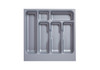 Deluxe Cutlery Insert for TANDEMBOX Antaro Drawers, Silver Grey, designed for 500 x 450mm cabinets. Durable compartments for organised storage of cutlery and utensils.