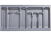 Deluxe Cutlery Insert for TANDEMBOX Antaro Drawers, Silver Grey, designed for 900 x 450mm cabinets. Durable compartments for organised storage of cutlery and utensils.