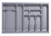 Deluxe Cutlery Insert for TANDEMBOX Antaro Drawers, Silver Grey, designed for 800 x 500mm cabinets. Durable compartments for organised storage of cutlery and utensils.