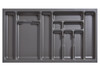 AGOFORM plastic inserts for LEGRABOX drawers (900 x 500mm) provide durable, easy-to-clean compartments for cutlery organisation with a modern basalt grey finish
