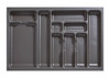 AGOFORM plastic inserts for LEGRABOX drawers (800 x 500mm) provide durable, easy-to-clean compartments for cutlery organisation with a modern basalt grey finish.
