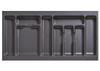 AGOFORM plastic inserts for LEGRABOX drawers (900 x 450mm) provide durable, easy-to-clean compartments for cutlery organisation with a modern basalt grey finish