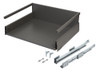 Pre-assembled 800mm MERIVOBOX E Height (192mm) drawer boxes with gallery rails, full-extension soft-close runners and front fixing brackets