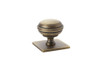 Alexander & Wilks AW826-34-AB Quantock antique brass cupboard knob with square backplate, 34mm New England–style solid brass design for cupboard doors and drawers.