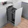 Blum MERIVOBOX 400mm waste bin drawer with 450mm runners showing 34L and 40L bin configurations with 26L 32L and 8L containers