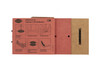 Lamello Clamex P-14/10 Medius sample set demonstrating a concealed detachable furniture connector.
