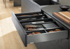 M-height LEGRABOX drawers with AMBIA-LINE knife holders and frames are perfect for organising kitchen utensils in cutlery drawers