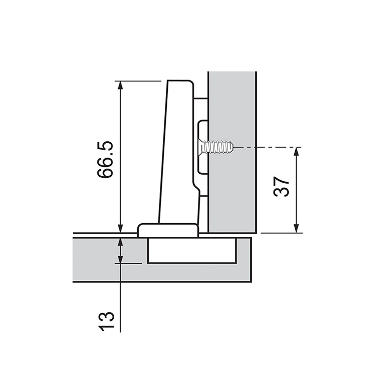 Top view illustration of an overlay hinge application