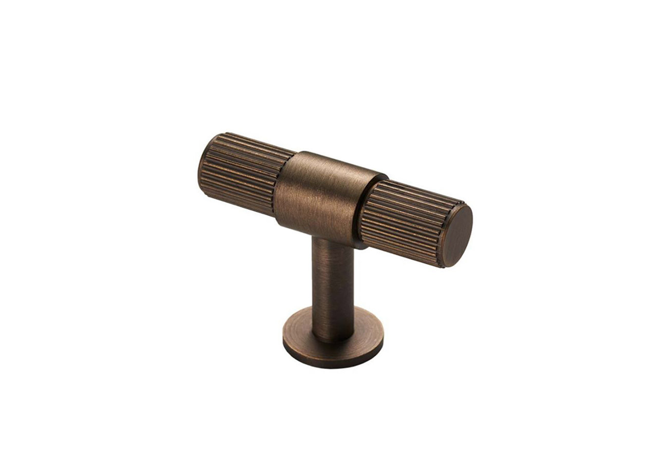 FTD711AB Lines T-Bar Knob in Antique Brass