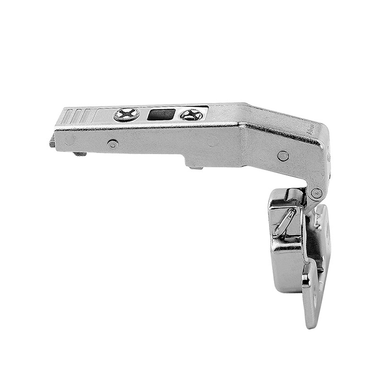 Blum 79T9550 blind corner hinge for corner cabinets with blanking panels, offers precise inset door alignment