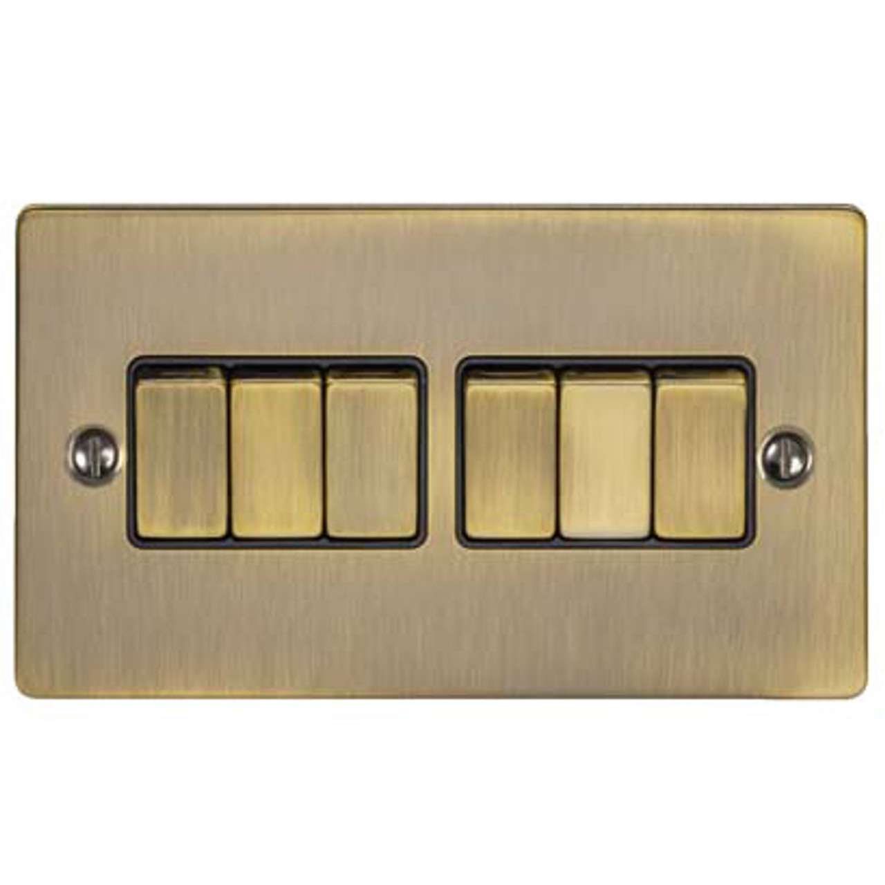 Enhance decorative 6 gang light switch in antique brass