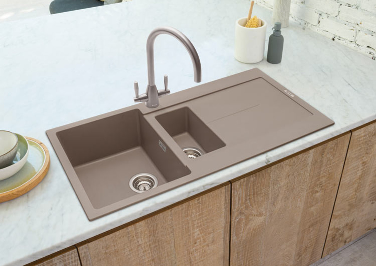 Canis 150 Inset Granite Sink with Drainer - Mink