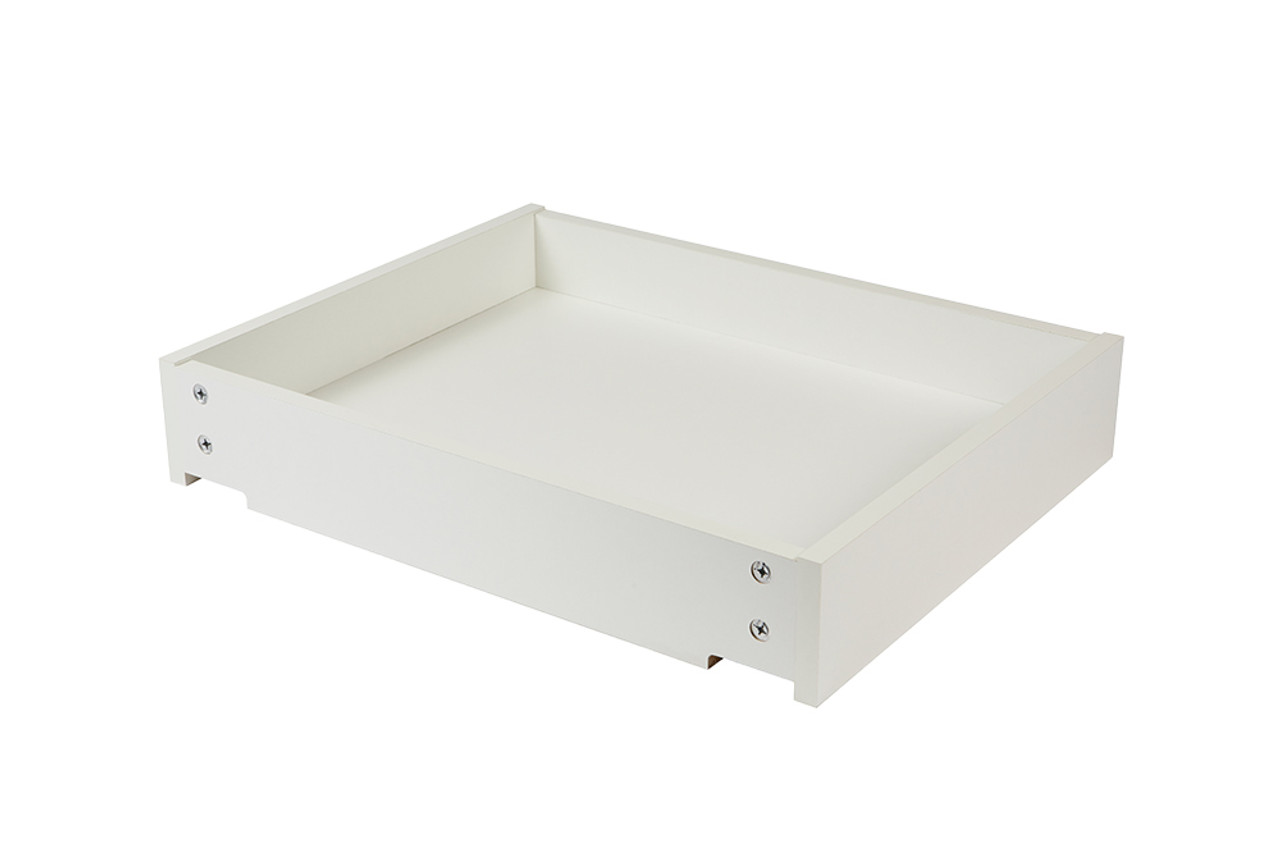 100mm White MFC drawer boxes, pre-notched for easy assembly with Blum runners