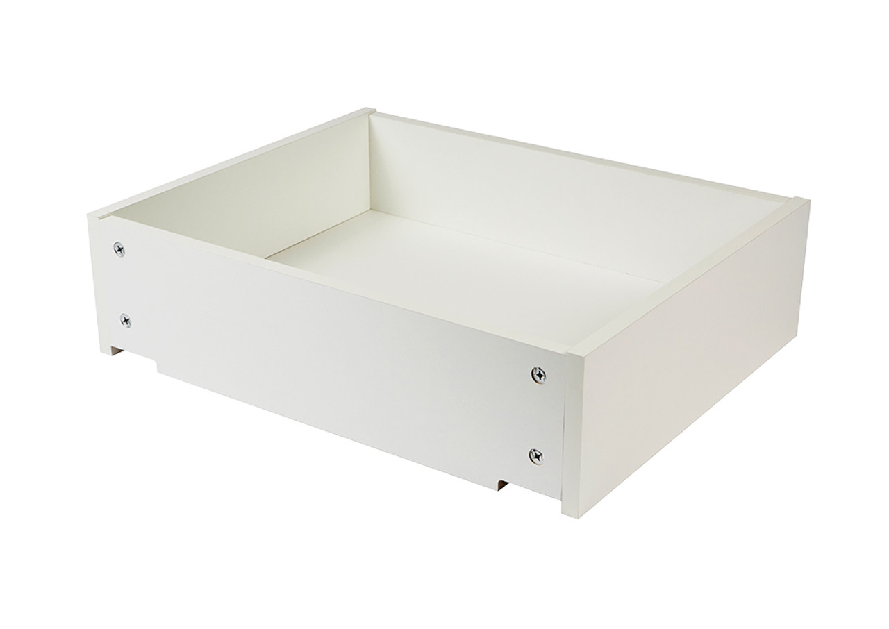 150mm White (W1000 ST9) MFC drawer boxes, delivered flat-packed with Quickfit TL2 cams and dowels for easy assembly