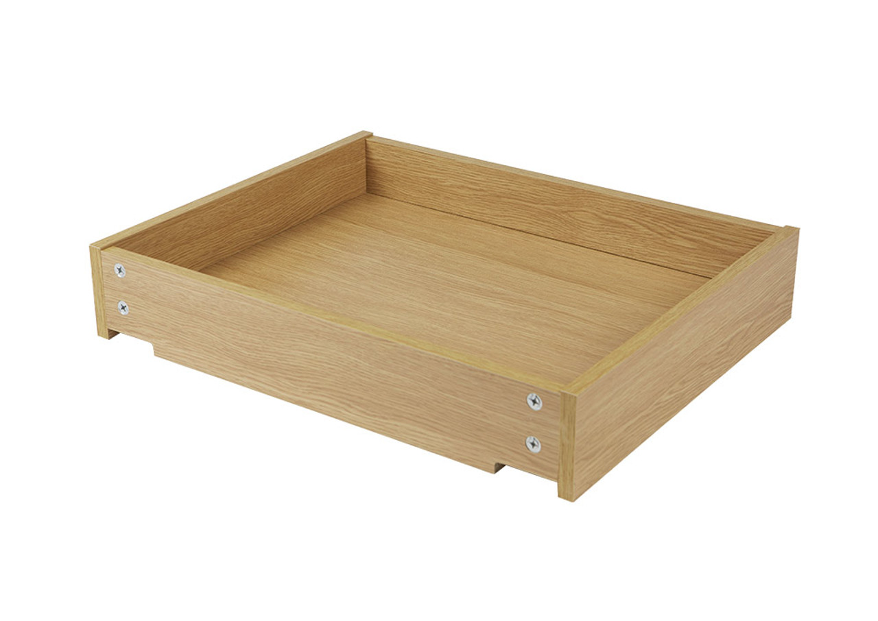 100mm Brown Oak MFC drawer boxes, pre-notched for easy assembly with Blum runners