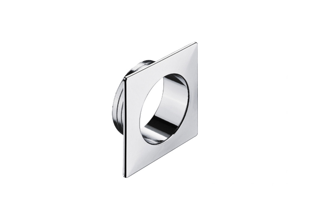 Häfele square rosette in polished chrome, designed for 19 mm door thickness, suitable for push-lock or rim lock applications.