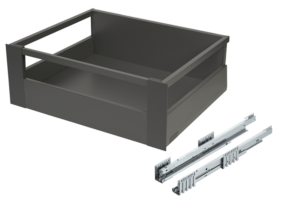 Blum MERIVOBOX (192mm) inner gallery deep drawer for 400mm cabinets, with full-extension soft-close runners and fitted inner front