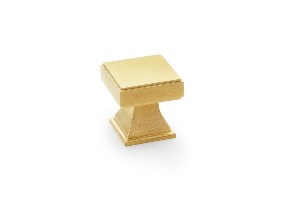 Alexander & Wilks Jesper Square Cabinet Knob in satin brass with brushed finish (SKU AW806-30-SB)
