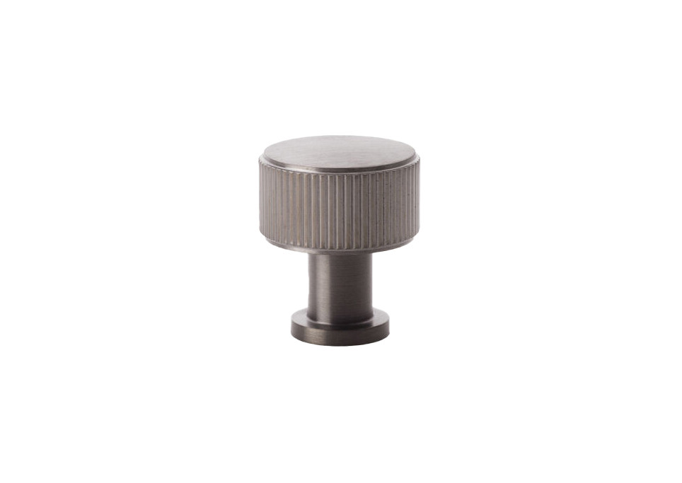 Alexander & Wilks AW807R-29-DBZPVD Lucia Reeded Cabinet Knob in dark bronze finish, solid brass construction with fine texture for cabinet doors and drawer fronts.