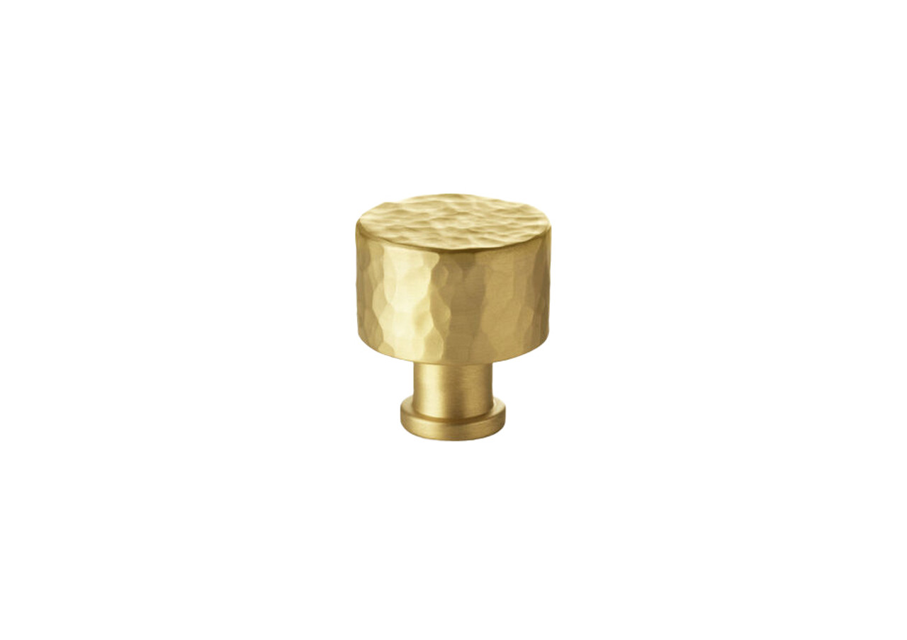 Alexander & Wilks AW816-30-SB Leila hammered satin brass cabinet knob, 30mm solid brass design with textured dimpled face for cabinetry