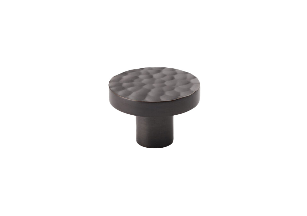 Alexander & Wilks AW820-38-DBZ Hanover Hammered Cabinet Knob in dark bronze finish, solid brass construction with hand-hammered texture for cabinet doors and drawer fronts.