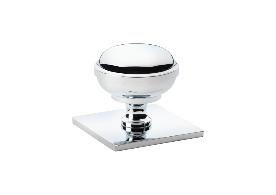 Alexander & Wilks AW826-38-PC Quantock polished chrome cupboard knob with square backplate, 38mm New England–inspired solid brass design
