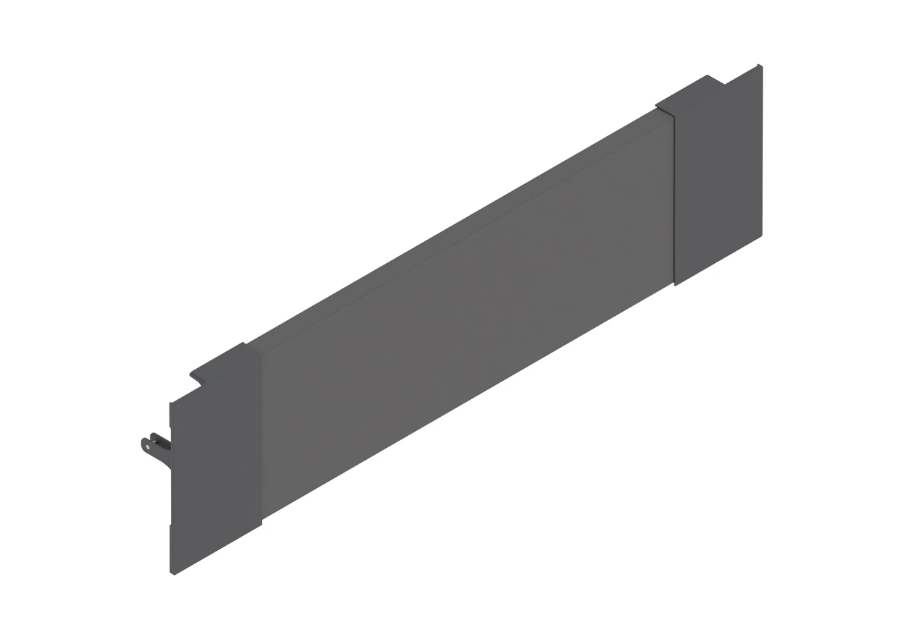 91mm MERIVOBOX inner front for converting drawer boxes to internal drawers – fits behind tall fronts or 0-protrusion hinged cabinet doors, Orion grey finish